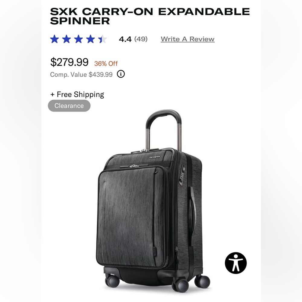 NWT - Samsonite SXK Expandable Carry-on Spinner w/Kevlar